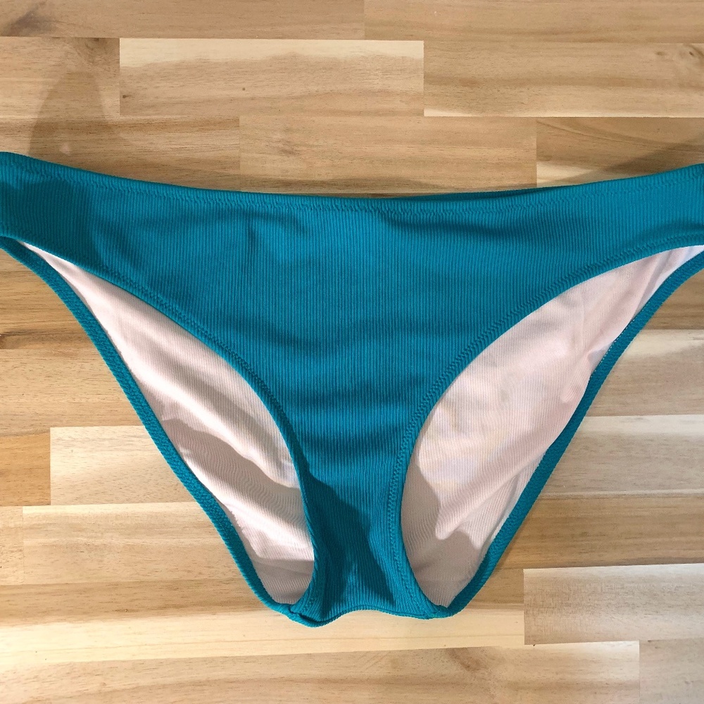 Classic Teal Bikini Bottoms Ribbed Texture